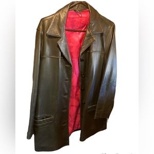 Classic Genuine Leather Coat Jacket Pink Polyester Interior Size L